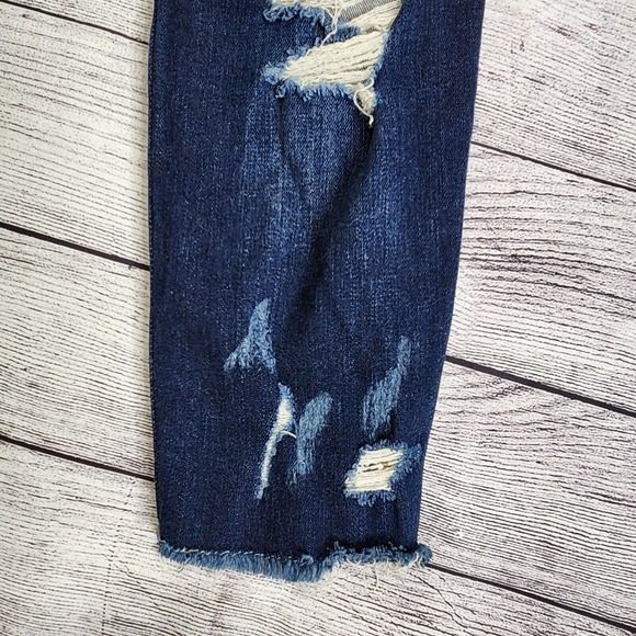 Bridge By Gly Womens Ankle Skinny Jeans 27 Mid Rise Dark Wash Raw Hem Distressed - Picture 4 of 9